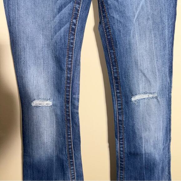 MISS ME Classic Mid Rise Blue Bootcut raw hem distressed  Jeans 26 - Picture 3 of 7